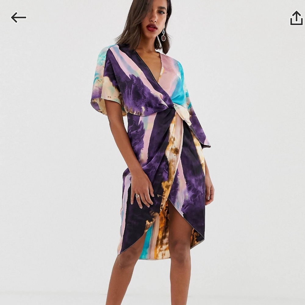 ASOS asymmetrical kimono midi leather dress